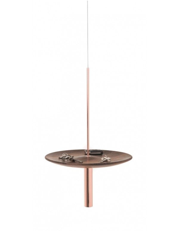 Circulum wave - ceiling application, solid wood walnut, copper plated