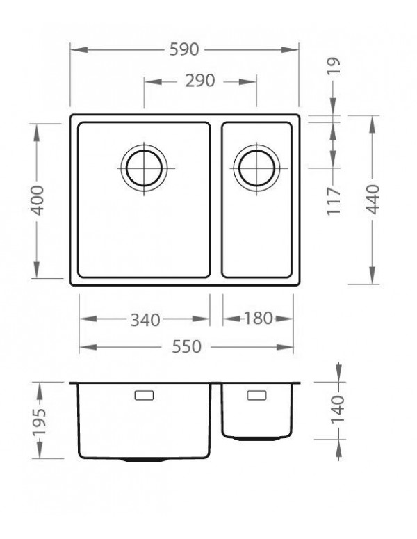 Alveus Kombino 120 pod pultno korito, dimenzije