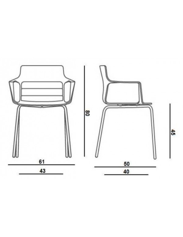 Kelly chair by Quinti Sedute measurements 